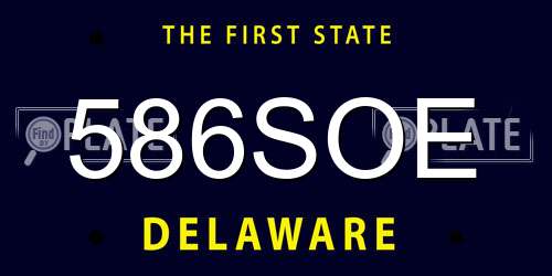 586SOE Delaware License Plate
