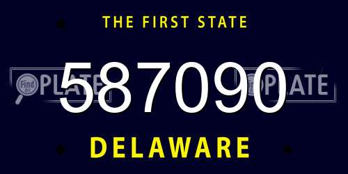 587090 Delaware License Plate