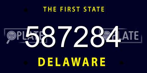587284 Delaware License Plate