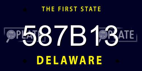 587B13 Delaware License Plate