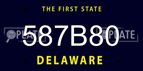 587B80 Delaware License Plate