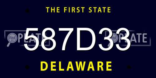587D33 Delaware License Plate