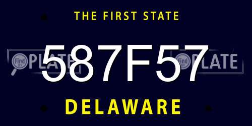 587F57 Delaware License Plate