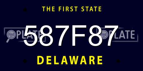 587F87 Delaware License Plate