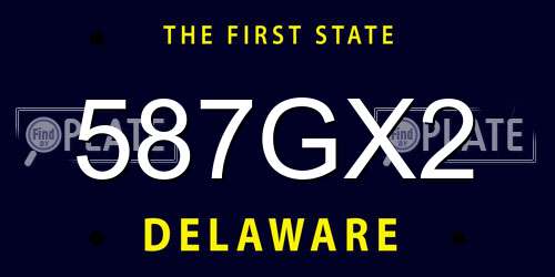 587GX2 Delaware License Plate