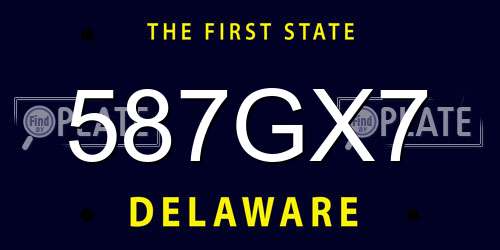 587GX7 Delaware License Plate