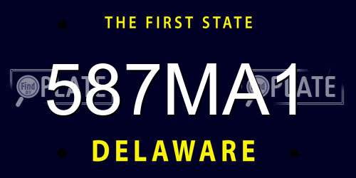 587MA1 Delaware License Plate