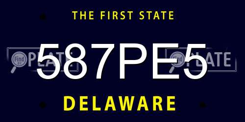 587PE5 Delaware License Plate
