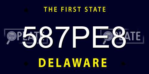 587PE8 Delaware License Plate
