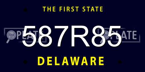 587R85 Delaware License Plate