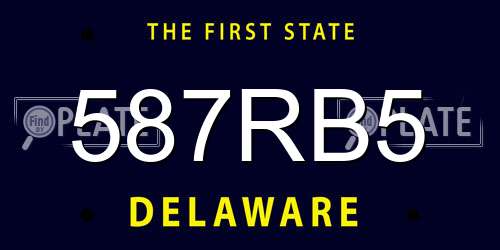 587RB5 Delaware License Plate