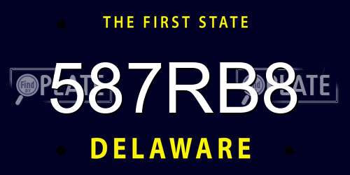 587RB8 Delaware License Plate