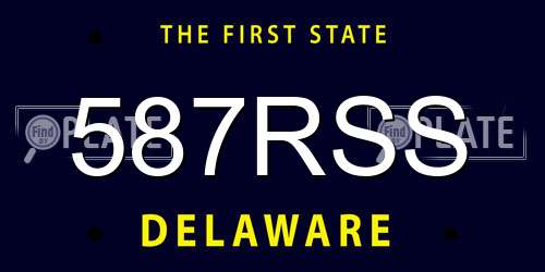 587RSS Delaware License Plate