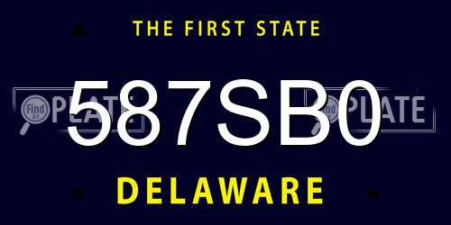 587SB0 Delaware License Plate