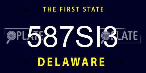 587SI3 Delaware License Plate