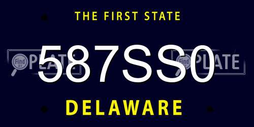 587SS0 Delaware License Plate