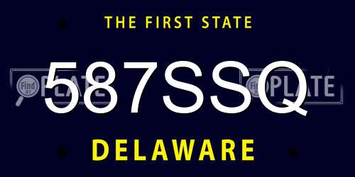 587SSQ Delaware License Plate