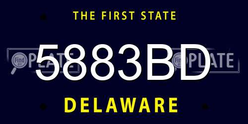 5883BD Delaware License Plate