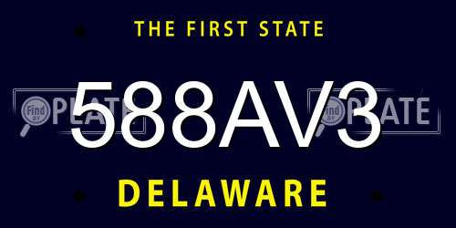 588AV3 Delaware License Plate
