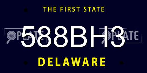 588BH3 Delaware License Plate