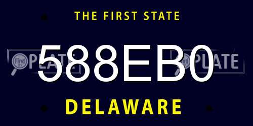 588EB0 Delaware License Plate