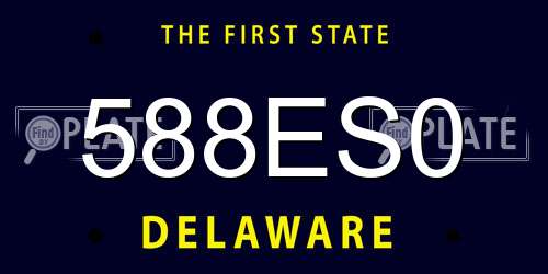 588ES0 Delaware License Plate