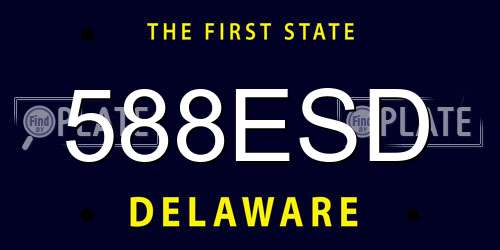 588ESD Delaware License Plate