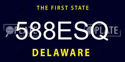 588ESQ Delaware License Plate
