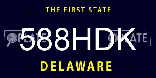 588HDK Delaware License Plate