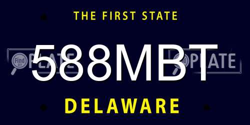 588MBT Delaware License Plate