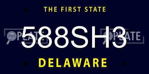 588SH3 Delaware License Plate