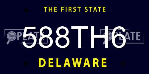 588TH6 Delaware License Plate