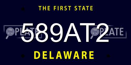 589AT2 Delaware License Plate