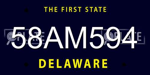 58AM594 Delaware License Plate