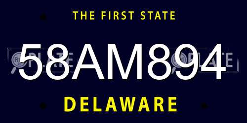 58AM894 Delaware License Plate