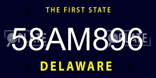 58AM896 Delaware License Plate