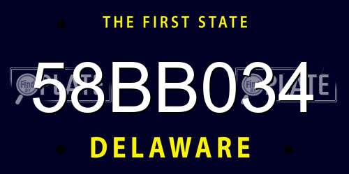 58BB034 Delaware License Plate