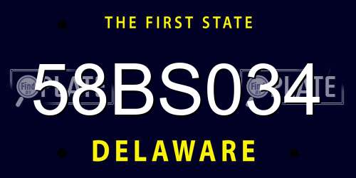 58BS034 Delaware License Plate