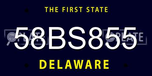 58BS855 Delaware License Plate