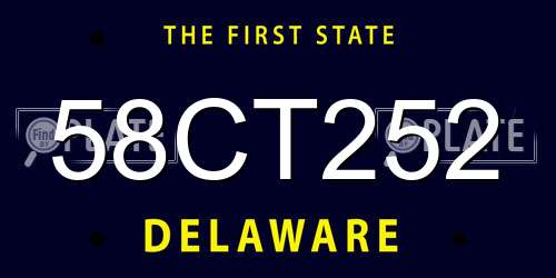 58CT252 Delaware License Plate