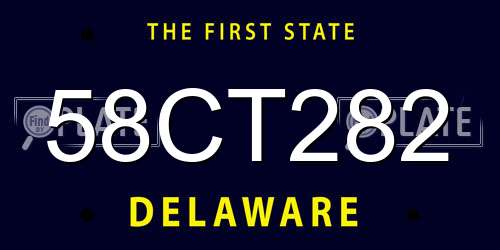 58CT282 Delaware License Plate