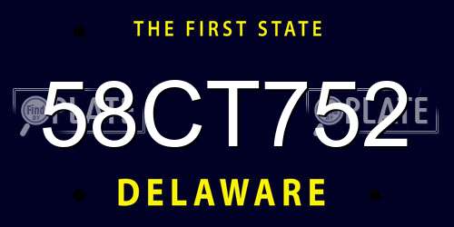 58CT752 Delaware License Plate