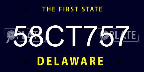 58CT757 Delaware License Plate