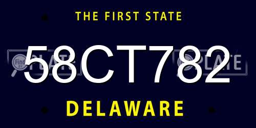 58CT782 Delaware License Plate