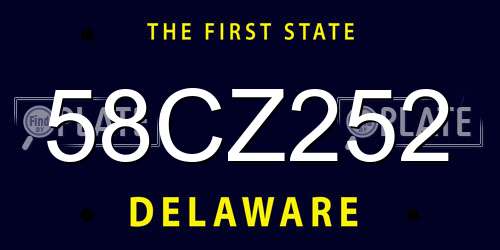 58CZ252 Delaware License Plate