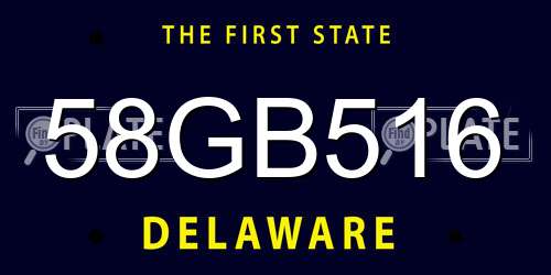 58GB516 Delaware License Plate