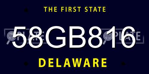 58GB816 Delaware License Plate