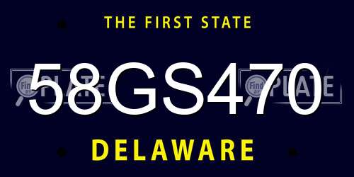 58GS470 Delaware License Plate