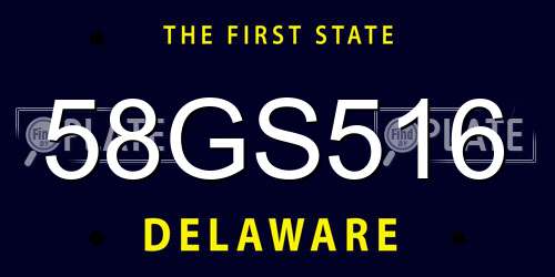 58GS516 Delaware License Plate