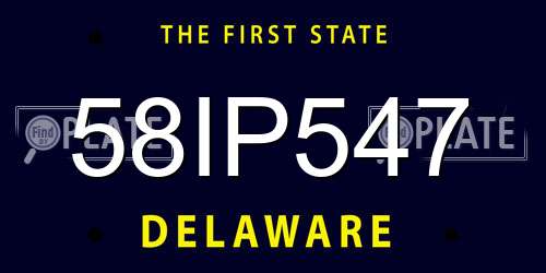 58IP547 Delaware License Plate